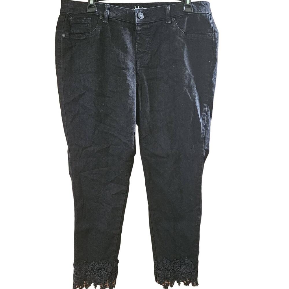 Black Curvy Skinny Leg Crop Jeans Size 14 Petite